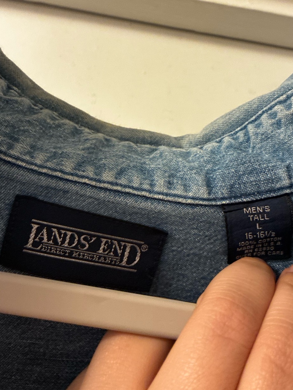 Oversize Lands End Blue Denim Button-up Overshirt - Picture 11 of 11